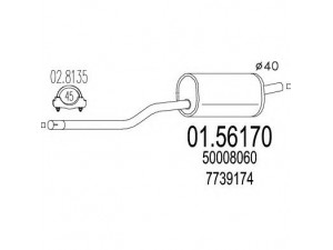 MTS 01.56170 vidurinis duslintuvas 
 Išmetimo sistema -> Duslintuvas
50008060, 7739140, 7739174