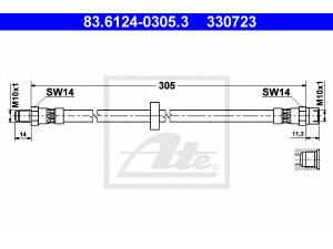 ATE 83.6124-0305.3 stabdžių žarnelė 
 Stabdžių sistema -> Stabdžių žarnelės
1272362, 1329594
