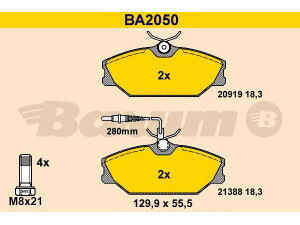 BARUM BA2050 stabdžių trinkelių rinkinys, diskinis stabdys 
 Techninės priežiūros dalys -> Papildomas remontas
77 01 202 050, 77 01 202 896, 77 01 202 973