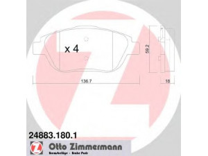 ZIMMERMANN 24883.180.1 stabdžių trinkelių rinkinys, diskinis stabdys 
 Techninės priežiūros dalys -> Papildomas remontas
16 070 831 80, 4254.31