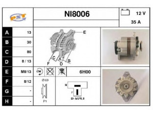 SNRA NI8006 kintamosios srovės generatorius 
 Elektros įranga -> Kint. sr. generatorius/dalys -> Kintamosios srovės generatorius
A1T24371, 23100A4600, 23100A4601