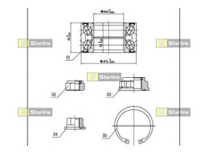 STARLINE LO 03455 rato guolio komplektas 
 Ašies montavimas/vairavimo mechanizmas/ratai -> Rato stebulė/montavimas -> Rato guolis
1J0 498 625, 1J0 598 625, 1J0 498 625
