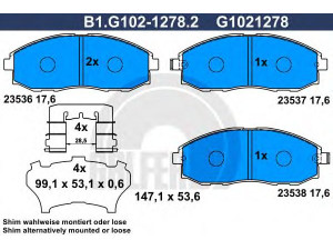 GALFER B1.G102-1278.2 stabdžių trinkelių rinkinys, diskinis stabdys 
 Techninės priežiūros dalys -> Papildomas remontas
58101-4AA00, 58101-4AA10, 58101-4AA60