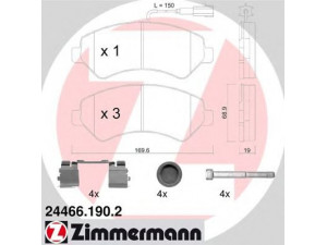 ZIMMERMANN 24466.190.2 stabdžių trinkelių rinkinys, diskinis stabdys 
 Techninės priežiūros dalys -> Papildomas remontas
77364161, 77364319, 77366023, 425375