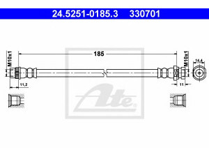 ATE 24.5251-0185.3 stabdžių žarnelė 
 Stabdžių sistema -> Stabdžių žarnelės
77 01 050 073, 82 00 256 166