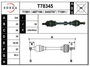 EAI T78345 kardaninis velenas 
 Ratų pavara -> Kardaninis velenas
TDB104970