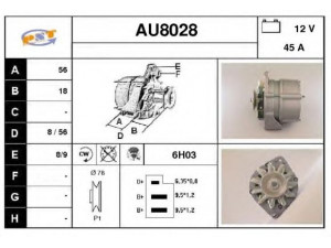 SNRA AU8028 kintamosios srovės generatorius 
 Elektros įranga -> Kint. sr. generatorius/dalys -> Kintamosios srovės generatorius
036903023B, 036903023C, 036903023J