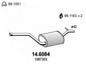 ASSO 14.6084 vidurinis duslintuvas 
 Išmetimo sistema -> Duslintuvas
1067303, 1121569, 1459382