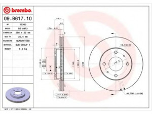 BREMBO 09.B617.10 stabdžių diskas 
 Dviratė transporto priemonės -> Stabdžių sistema -> Stabdžių diskai / priedai
PW823046
