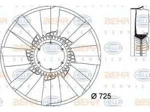 HELLA 8MV 376 733-221 ventiliatoriaus ratas, variklio aušinimas 
 Aušinimo sistema -> Radiatoriaus ventiliatorius
142 6265, 144 8200