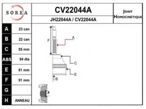 EAI CV22044AK jungčių komplektas, kardaninis velenas