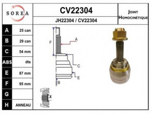 EAI CV22304K jungčių komplektas, kardaninis velenas 
 Ratų pavara -> Sujungimai/komplektas