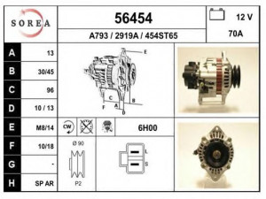EAI 56454 kintamosios srovės generatorius 
 Elektros įranga -> Kint. sr. generatorius/dalys -> Kintamosios srovės generatorius
A3T03099, 2310022J10
