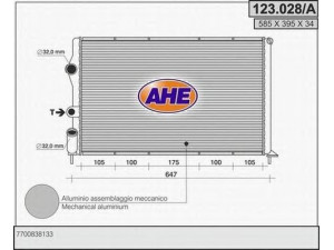 AHE 123.028/A radiatorius, variklio aušinimas 
 Aušinimo sistema -> Radiatorius/alyvos aušintuvas -> Radiatorius/dalys
7700838133