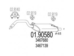 MTS 01.90580 galinis duslintuvas 
 Išmetimo sistema -> Duslintuvas
3467139, 3467680