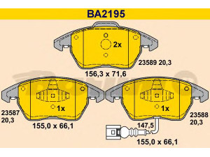BARUM BA2195 stabdžių trinkelių rinkinys, diskinis stabdys 
 Techninės priežiūros dalys -> Papildomas remontas
1K0 698 151, 1K0 698 151 E, 3C0 698 151 B