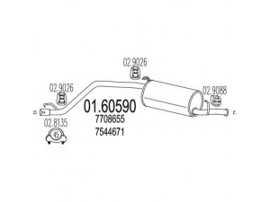 MTS 01.60590 galinis duslintuvas 
 Išmetimo sistema -> Duslintuvas
46759170, 55187297, 7588263, 7600784
