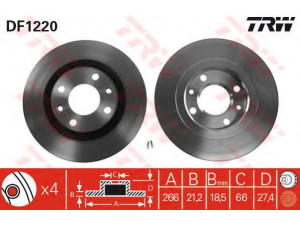 TRW DF1220 stabdžių diskas 
 Stabdžių sistema -> Diskinis stabdys -> Stabdžių diskas
169002, 4246R5, 4246W6, 95632048