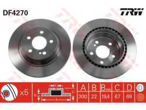 TRW DF4270 stabdžių diskas 
 Dviratė transporto priemonės -> Stabdžių sistema -> Stabdžių diskai / priedai
0004230912, 2114230912, A2114230912