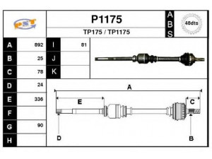 SNRA P1175 kardaninis velenas 
 Ratų pavara -> Kardaninis velenas
32730Y, 32730Z