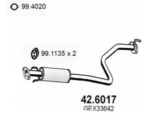 ASSO 42.6017 vidurinis duslintuvas 
 Išmetimo sistema -> Duslintuvas
GEX33642, WCE103080, WCE103080EVA