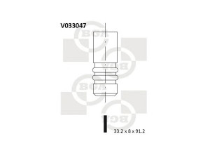 BGA V033047 išleidimo vožtuvas 
 Variklis -> Variklio uždegimo laiko reguliavimo kontrolė -> Vožtuvų eilė -> Vožtuvai/dalys
048109611A, 53109611