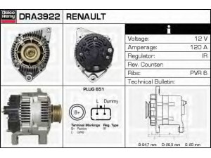 DELCO REMY DRA3922 kintamosios srovės generatorius 
 Elektros įranga -> Kint. sr. generatorius/dalys -> Kintamosios srovės generatorius
7700430128, 7700430182