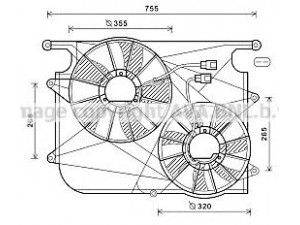 PRASCO OL7571 ventiliatorius, radiatoriaus 
 Aušinimo sistema -> Oro aušinimas
4805185, 96629063, 96829535, 96829535