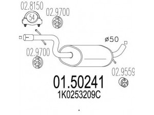 MTS 01.50241 vidurinis duslintuvas 
 Išmetimo sistema -> Duslintuvas
1K0253209C
