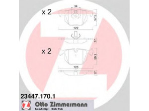 ZIMMERMANN 23447.170.1 stabdžių trinkelių rinkinys, diskinis stabdys 
 Techninės priežiūros dalys -> Papildomas remontas
34 21 6 753 850, 34 21 6 758 870