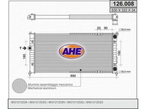 AHE 126.008 radiatorius, variklio aušinimas 
 Aušinimo sistema -> Radiatorius/alyvos aušintuvas -> Radiatorius/dalys
6K0121253A