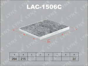 LYNXauto LAC-1506C filtras, salono oras 
 Techninės priežiūros dalys -> Techninės priežiūros intervalai
18 08 012, 68 08 623, 77365764