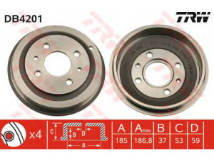 TRW DB4201 stabdžių būgnas 
 Stabdžių sistema -> Būgninis stabdys -> Stabdžių būgnas
46448407, 4644847, 7672577, 98601861