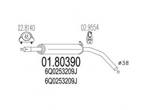 MTS 01.80390 vidurinis duslintuvas 
 Išmetimo sistema -> Duslintuvas
6Q0253209J, 6Q0253209J, 6Q0253209J