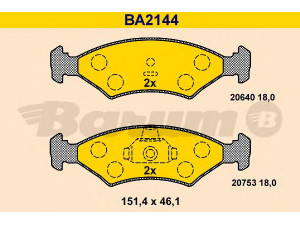 BARUM BA2144 stabdžių trinkelių rinkinys, diskinis stabdys 
 Techninės priežiūros dalys -> Papildomas remontas
1010503, 1042688, 1064763, 1079920