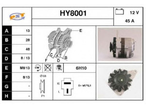 SNRA HY8001 kintamosios srovės generatorius 
 Elektros įranga -> Kint. sr. generatorius/dalys -> Kintamosios srovės generatorius
A2T12671, A2T13387, A2T16371, A2T16871