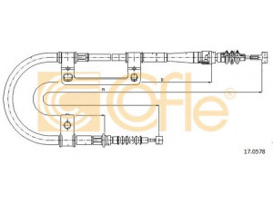 COFLE 17.0578 trosas, stovėjimo stabdys 
 Stabdžių sistema -> Valdymo svirtys/trosai
GA5R44410C