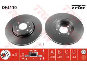 TRW DF4110 stabdžių diskas 
 Dviratė transporto priemonės -> Stabdžių sistema -> Stabdžių diskai / priedai
7700426389, 7700428389, 7701205086