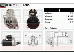 DELCO REMY DRS3715 starteris 
 Elektros įranga -> Starterio sistema -> Starteris
2110-3708-10, 2110-3807010, 5702.3708