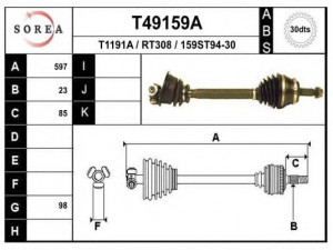 EAI T49159A kardaninis velenas 
 Ratų pavara -> Kardaninis velenas
7700100069, 7700108465, 7701352620