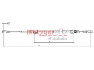 METZGER 10.9881 trosas, stovėjimo stabdys 
 Stabdžių sistema -> Valdymo svirtys/trosai
901 420 2085, 2D0 609 701