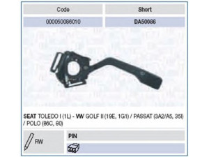 MAGNETI MARELLI 000050086010 vairo kolonėlės jungiklis 
 Vidaus įranga -> Rankinės/kojinės svirties sistema
357953519, 35795351901C, 357 953 519