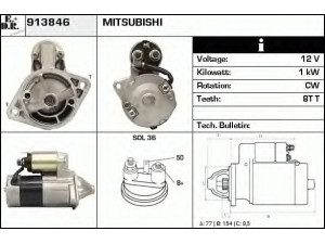 EDR 913846 starteris 
 Elektros įranga -> Starterio sistema -> Starteris
M0T70381, MD174482