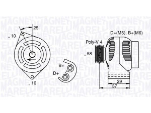 MAGNETI MARELLI 063341658010 kintamosios srovės generatorius 
 Elektros įranga -> Kint. sr. generatorius/dalys -> Kintamosios srovės generatorius
A 160 154 03 01, A 160 154 05 01