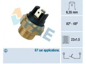 FAE 37350 temperatūros jungiklis, radiatoriaus ventiliatorius 
 Aušinimo sistema -> Siuntimo blokas, aušinimo skysčio temperatūra
0242.10, 0242.12, 2044.04, 60 00 001 356