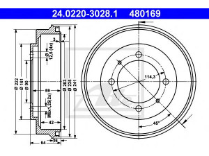 ATE 24.0220-3028.1 stabdžių būgnas 
 Stabdžių sistema -> Būgninis stabdys -> Stabdžių būgnas
MR205575