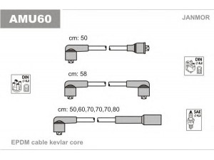 JANMOR AMU60 uždegimo laido komplektas 
 Kibirkšties / kaitinamasis uždegimas -> Uždegimo laidai/jungtys