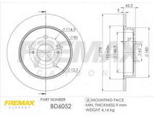 FREMAX BD-6052 stabdžių diskas 
 Dviratė transporto priemonės -> Stabdžių sistema -> Stabdžių diskai / priedai
71750932, SUZUKI