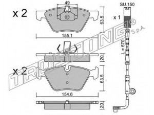 TRUSTING 573.0W stabdžių trinkelių rinkinys, diskinis stabdys 
 Techninės priežiūros dalys -> Papildomas remontas