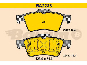 BARUM BA2238 stabdžių trinkelių rinkinys, diskinis stabdys 
 Techninės priežiūros dalys -> Papildomas remontas
2T14-2M008-AA, 4387371, 44060-AV625